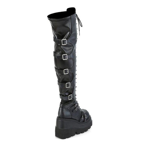 Thigh High Platform Goth Punk Rock Boots Shaker Stomper - Picture 11 of 17